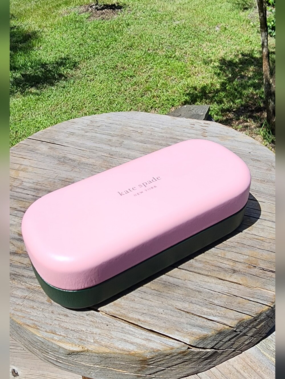 kate spade Pink and Dark Green Hard Shell Glasses Case